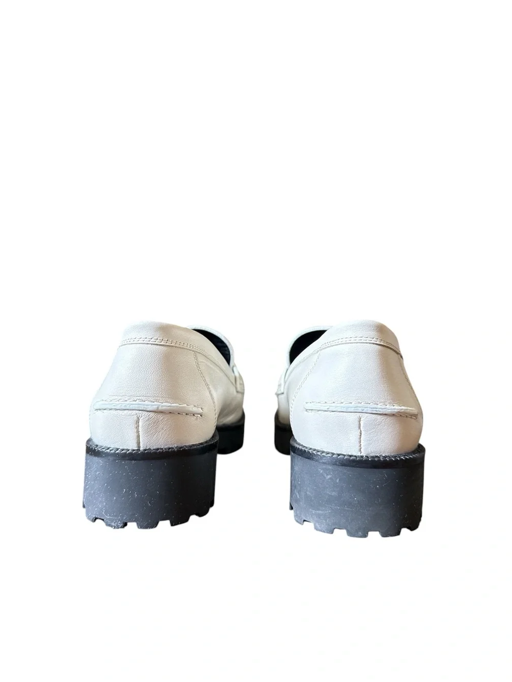 Zadig & Voltaire White Leather Penny Loafers with Silver Wing Detail size 10